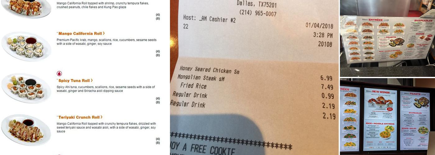 Pei Wei Asian Kitchen Menu