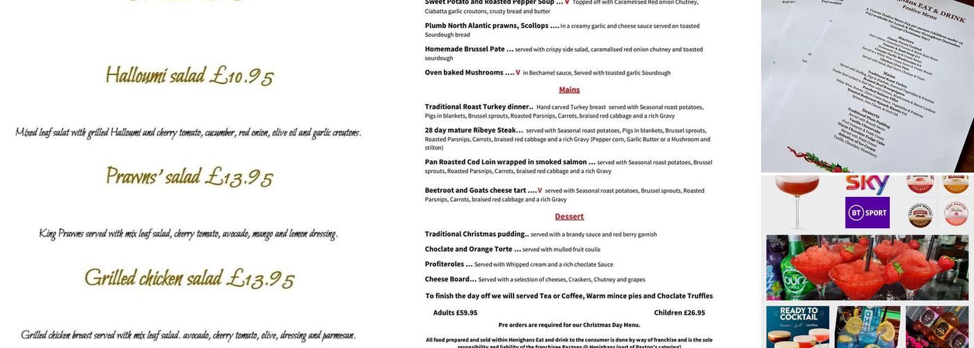Henighans EAT & DRINK Menu