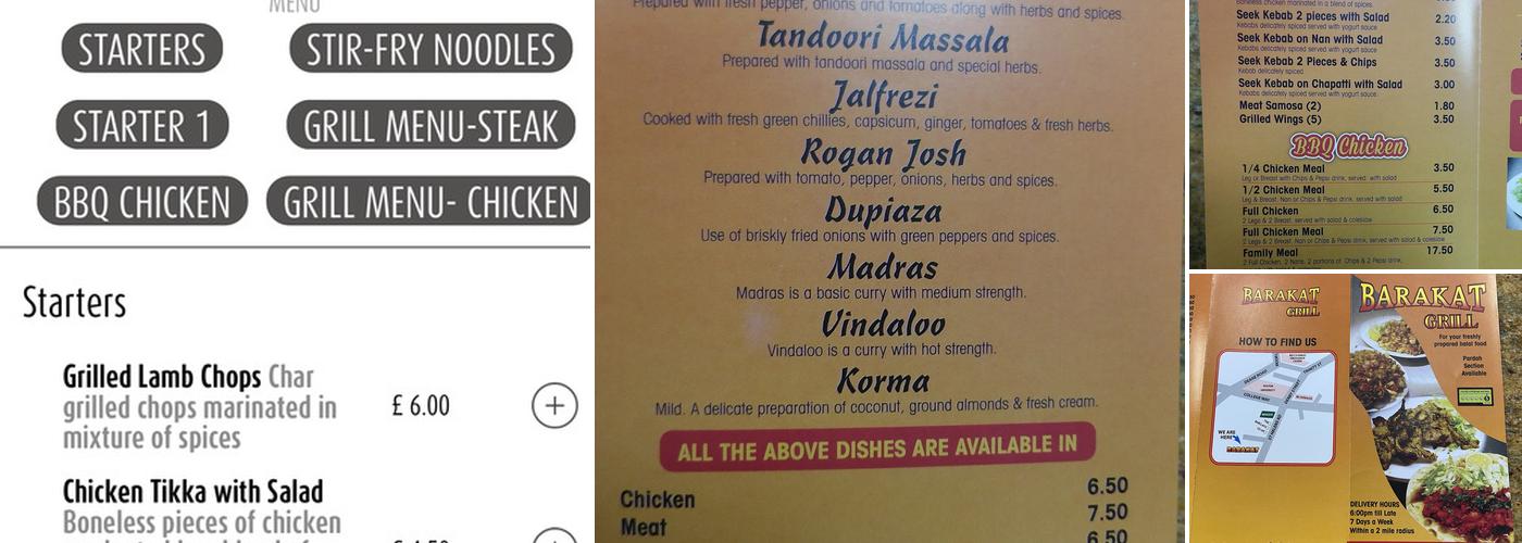 Barakat Grill Steak Menu