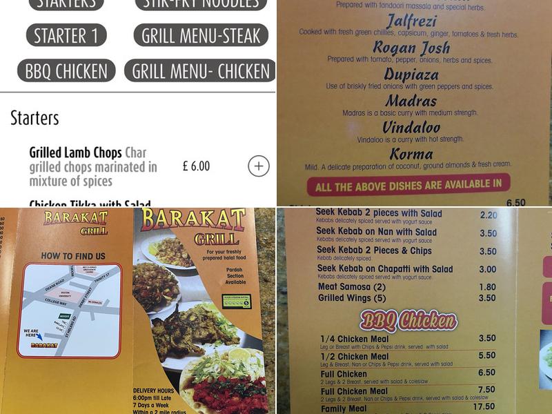 Barakat Grill Steak Menu