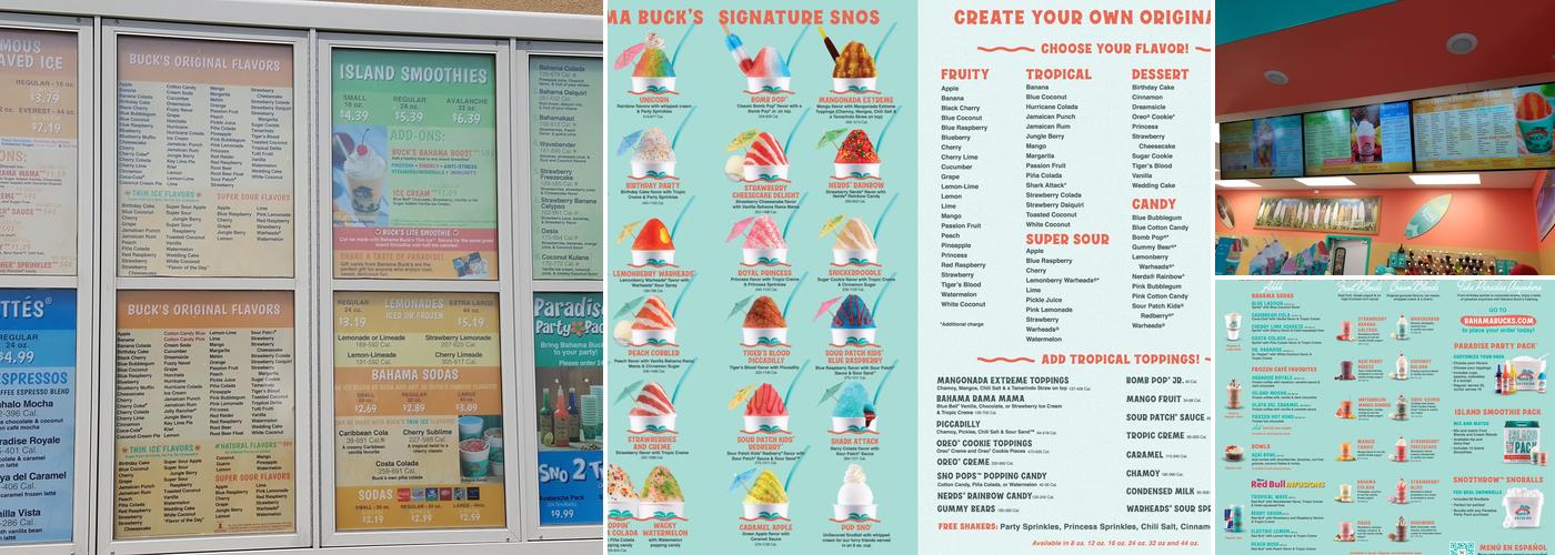 Bahama Buck's - Corpus Christi Menu