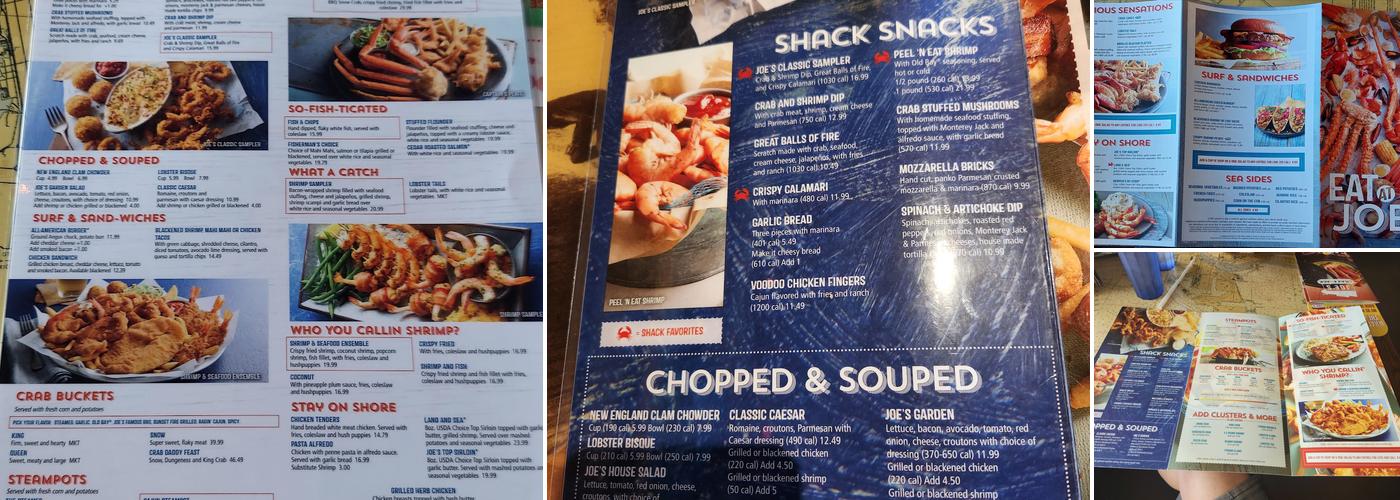 Joe's Crab Shack Menu