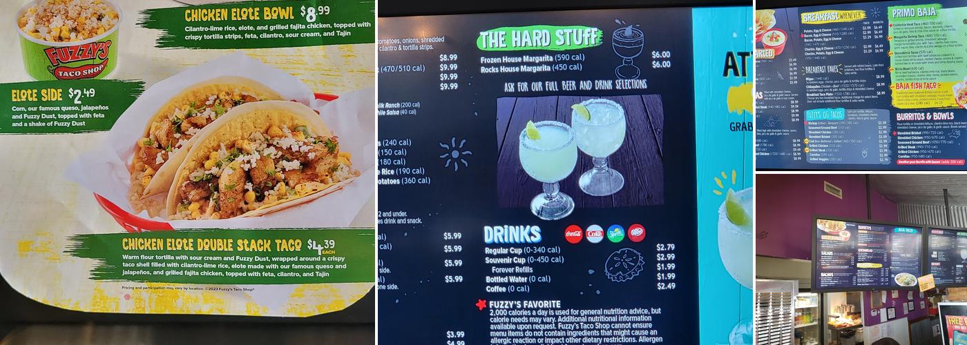 Fuzzy's Taco Shop Menu