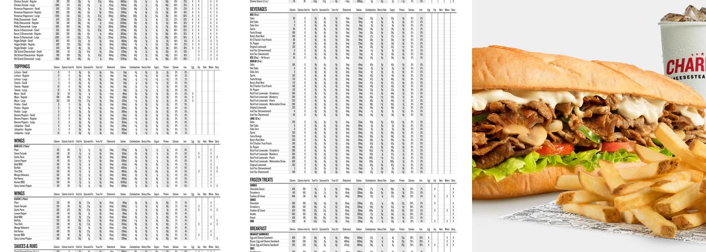 Charleys Cheesesteaks Menu
