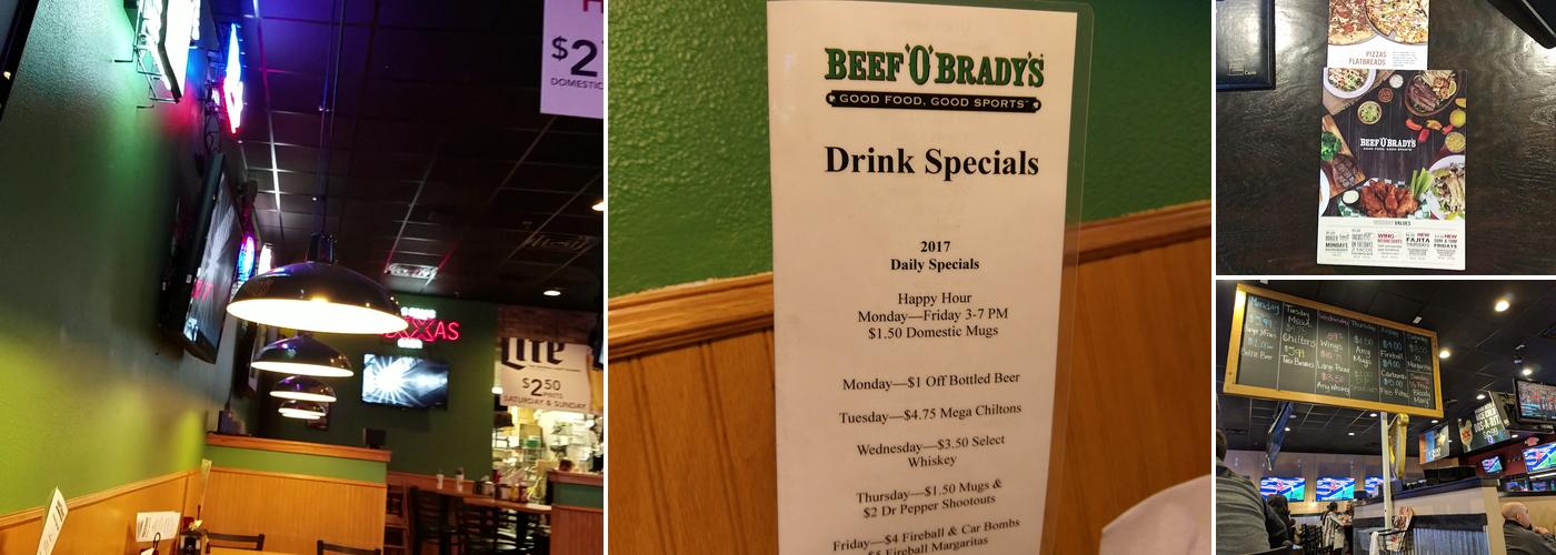 Beef 'O' Brady's Menu