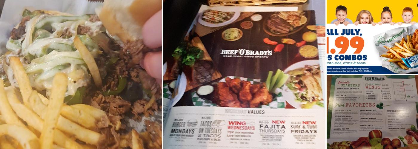 Beef 'O' Brady's Menu