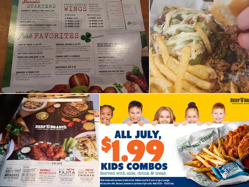 Beef 'O' Brady's Menu