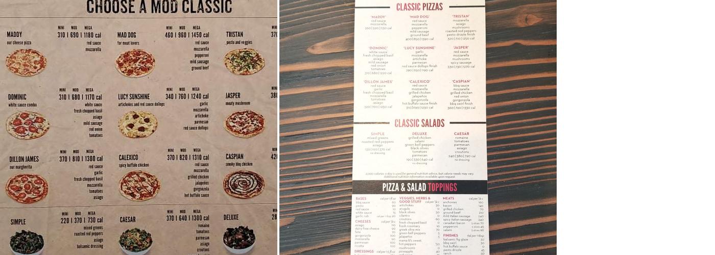 MOD Pizza Menu