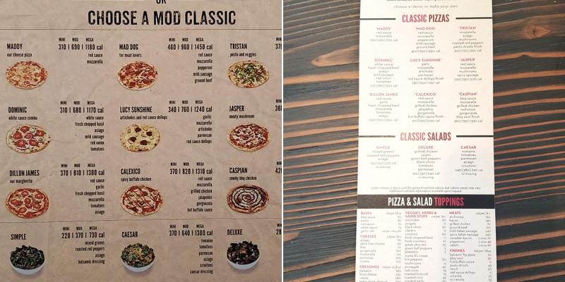 MOD Pizza Menu