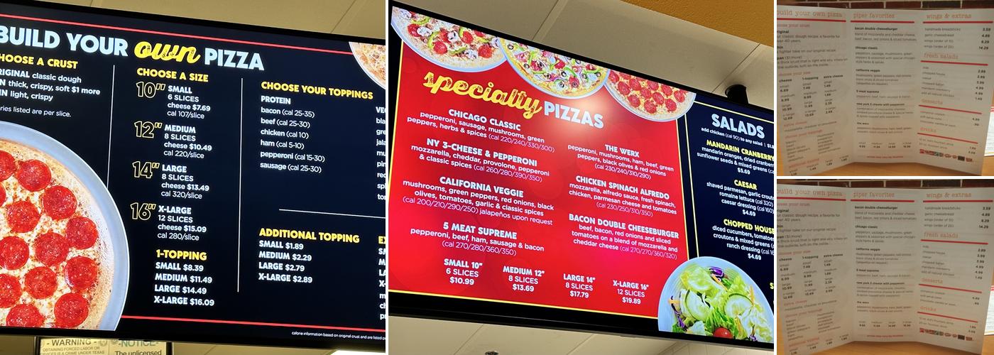 Peter Piper Pizza Menu