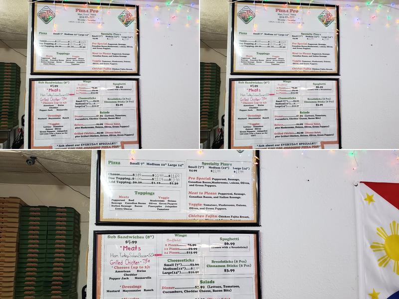 Pizza Pro Menu