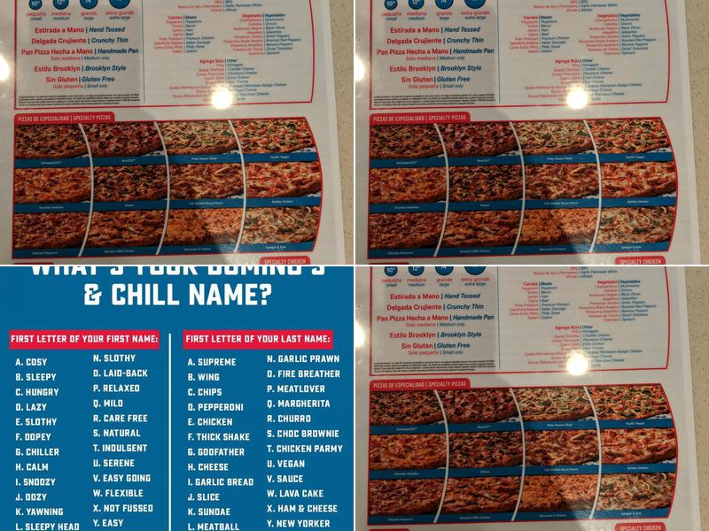 Domino's Pizza Menu