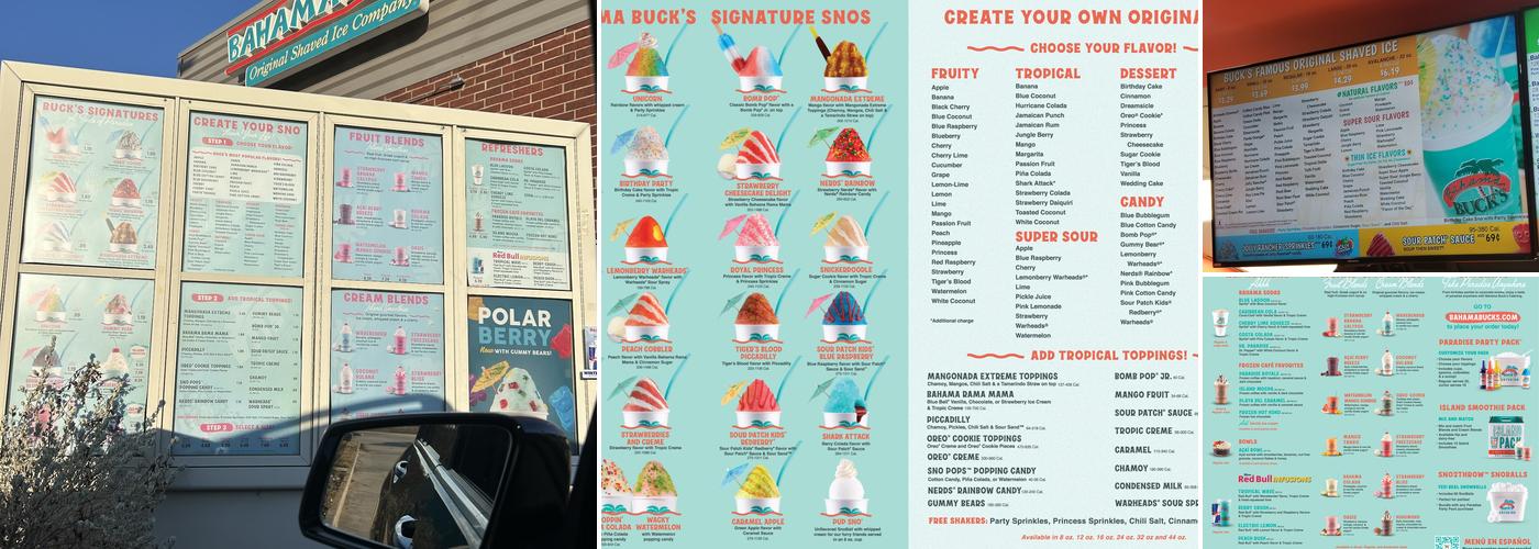 Bahama Buck's - Tyler Menu