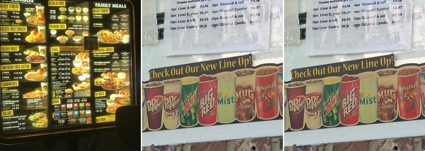 Golden Chick Menu