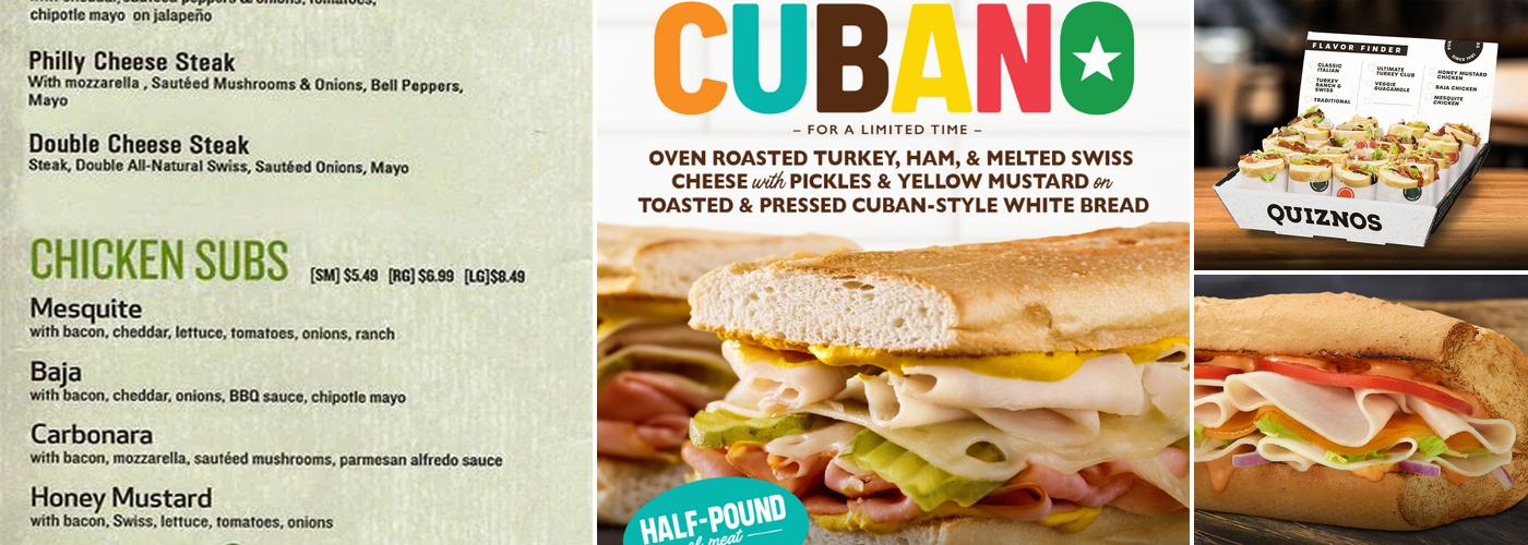 Quiznos Menu