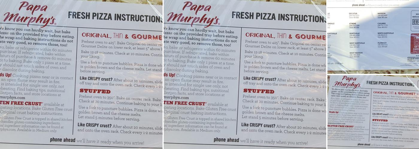 Papa Murphy's | Take 'N' Bake Pizza Menu