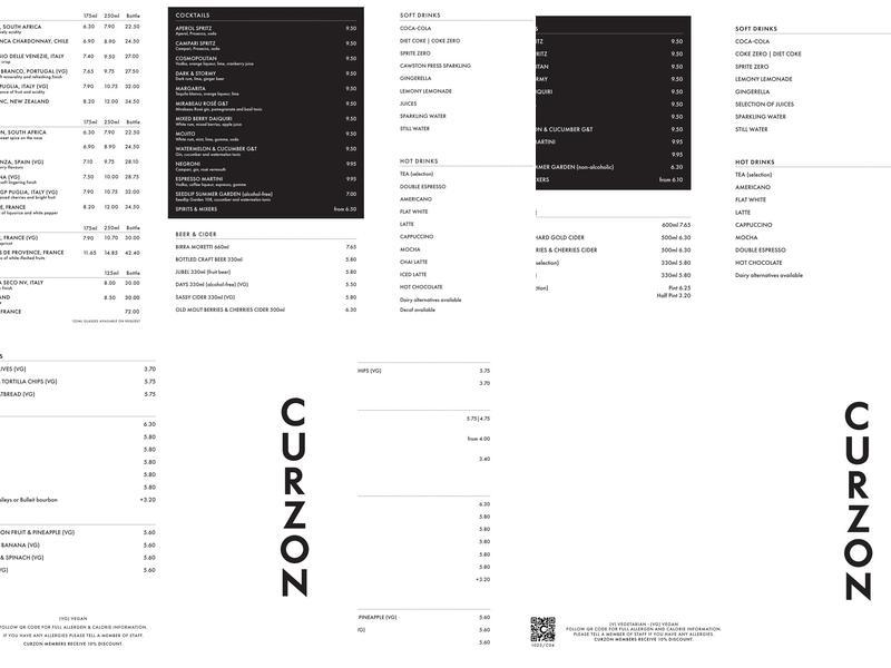 Curzon Sheffield Menu