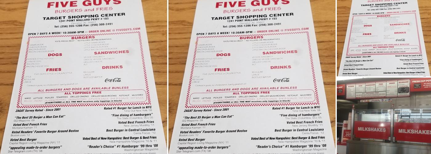 Five Guys Menu