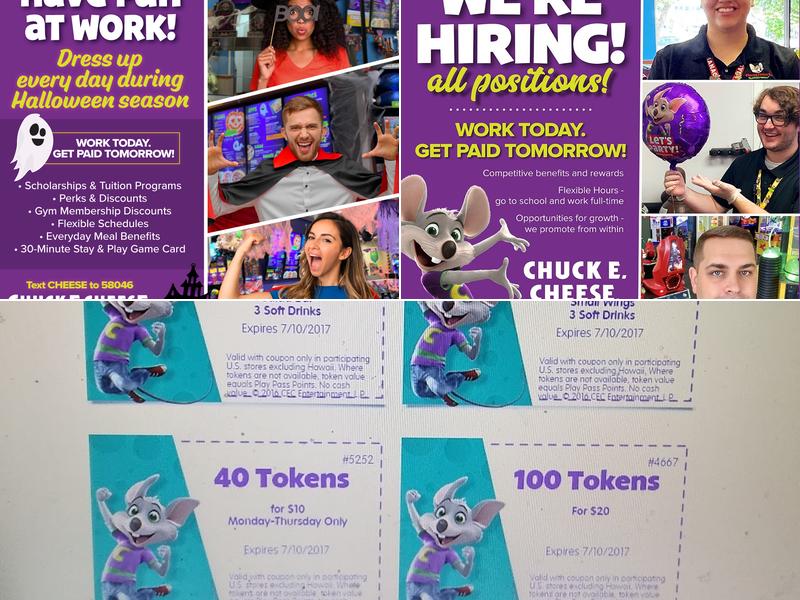 Chuck E. Cheese Menu
