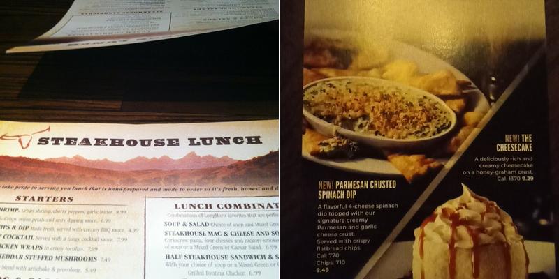 LongHorn Steakhouse Menu