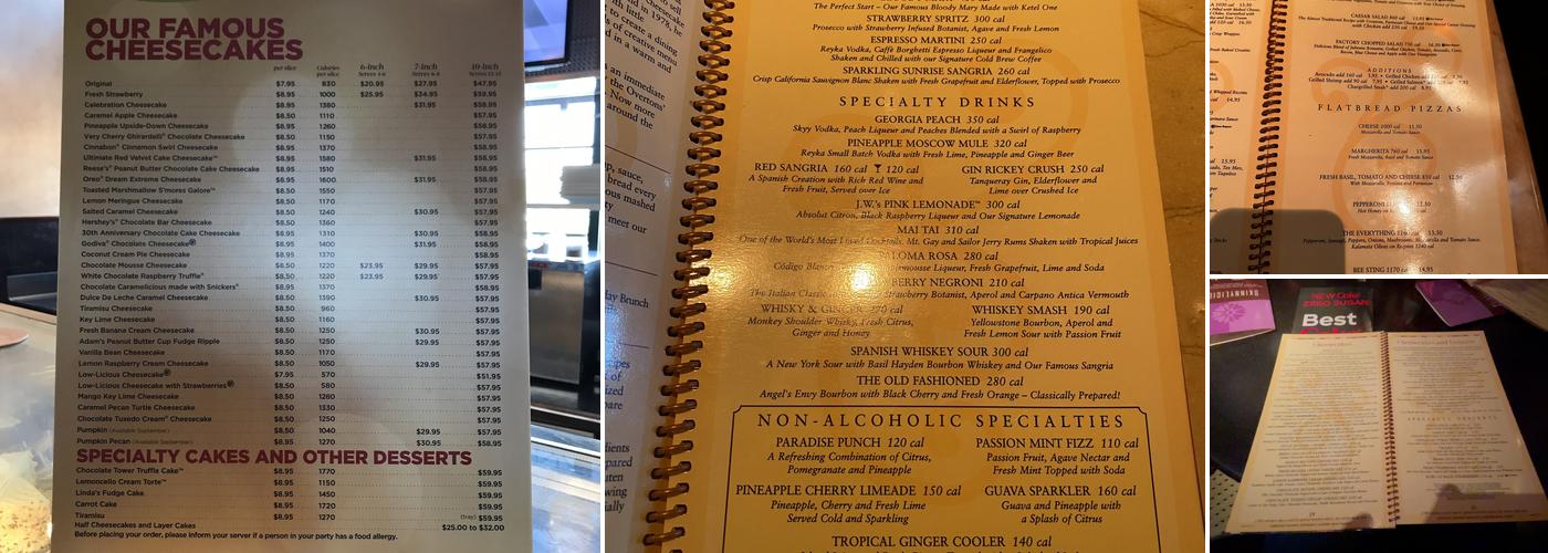 The Cheesecake Factory Menu