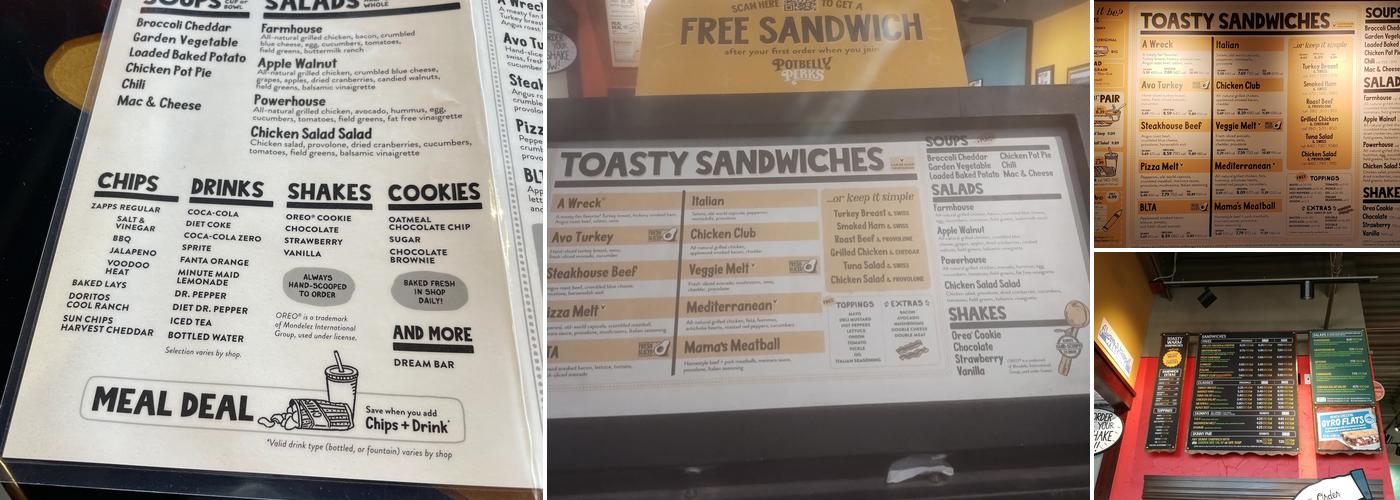 Potbelly Sandwich Shop Menu