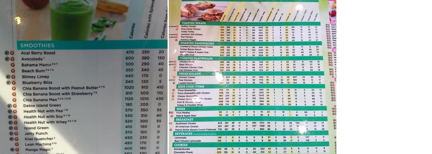 Tropical Smoothie Cafe Menu