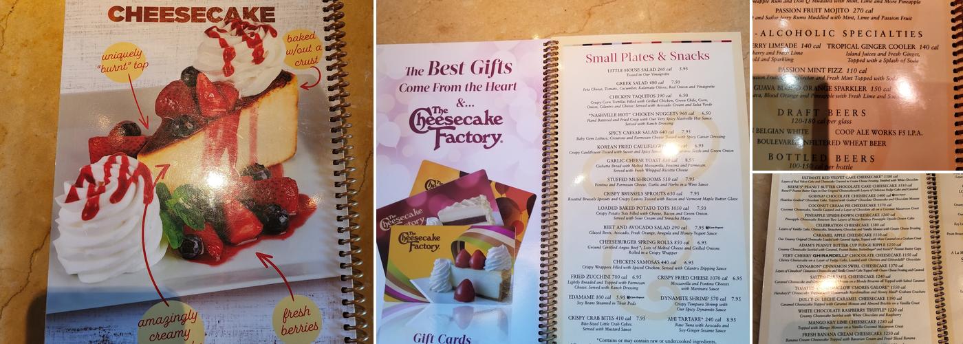 The Cheesecake Factory Menu