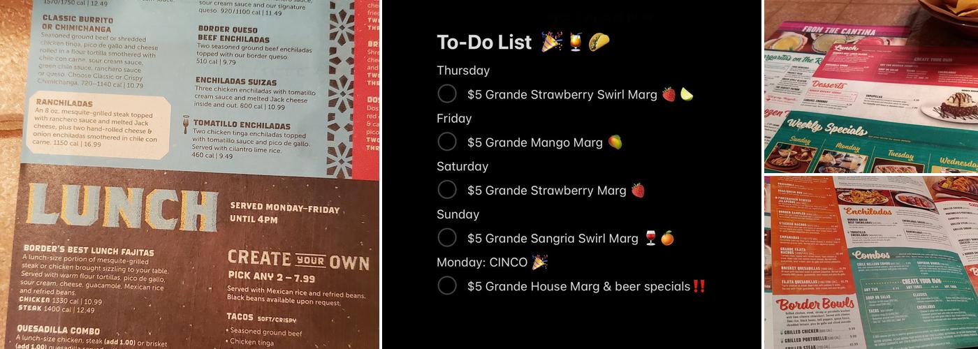 On The Border Mexican Grill & Cantina Menu