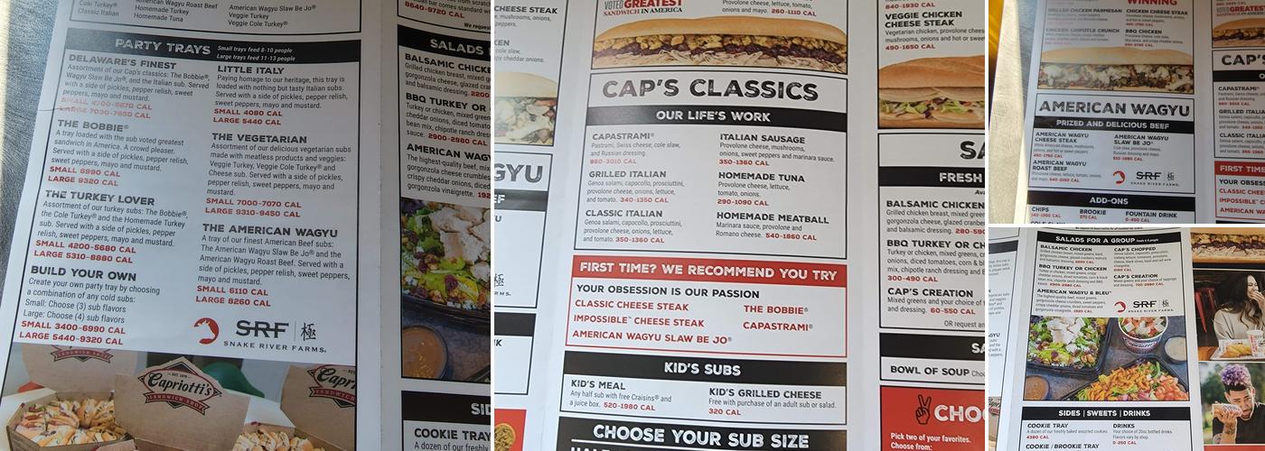 Capriotti's Sandwich Shop Menu