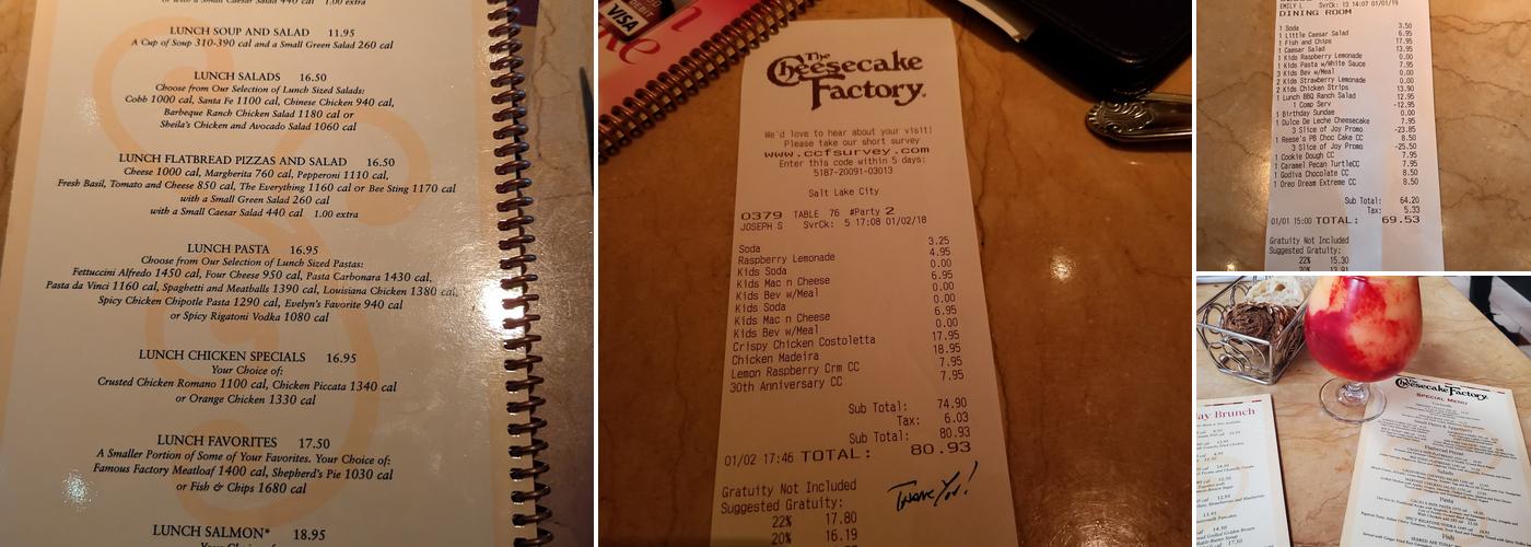 The Cheesecake Factory Menu