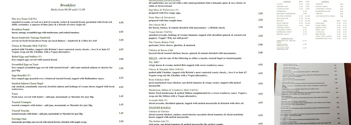Fitzwilliam & Hughes Menu