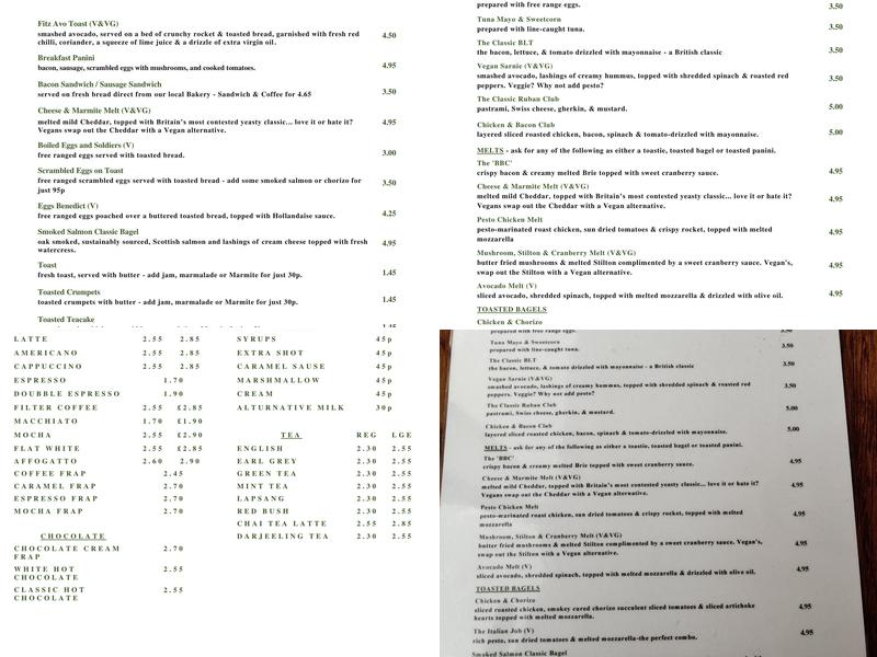 Fitzwilliam & Hughes Menu