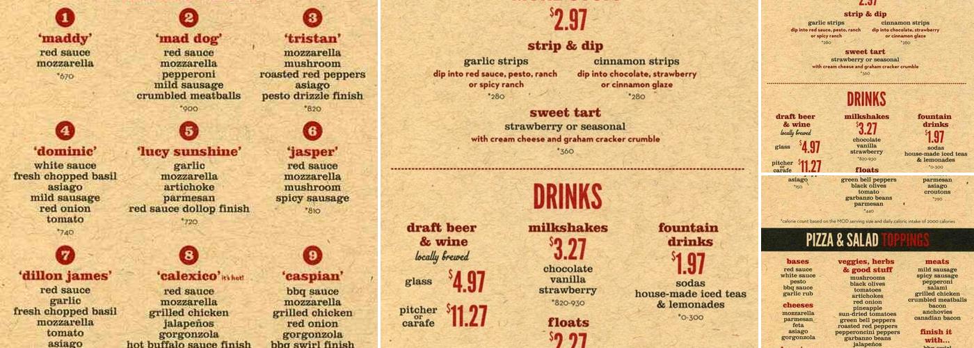 MOD Pizza Menu
