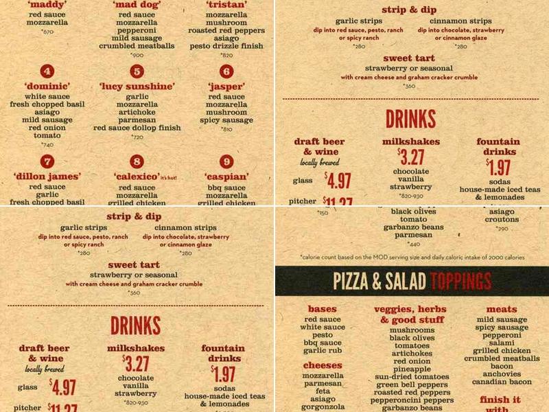 MOD Pizza Menu