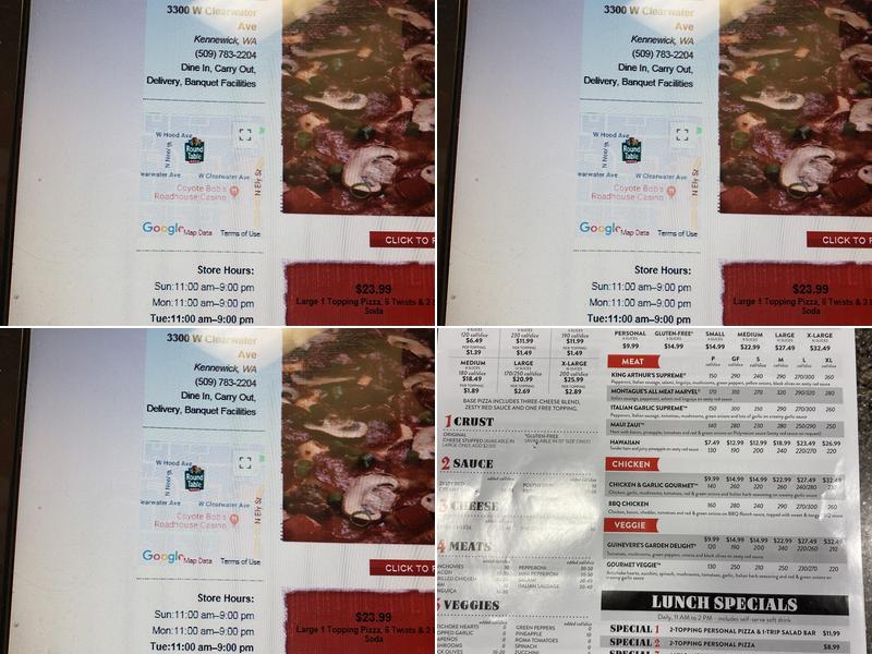 Round Table Pizza Menu