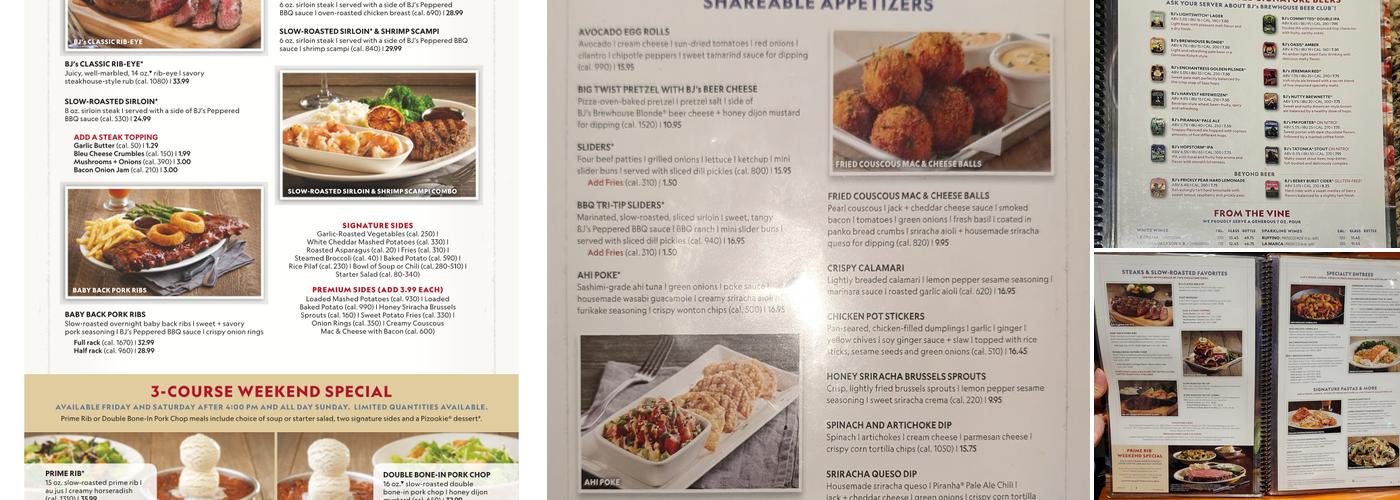 BJ's Restaurant & Brewhouse Menu