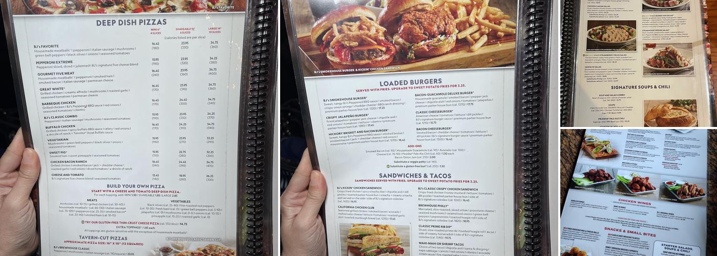 BJ's Restaurant & Brewhouse Menu