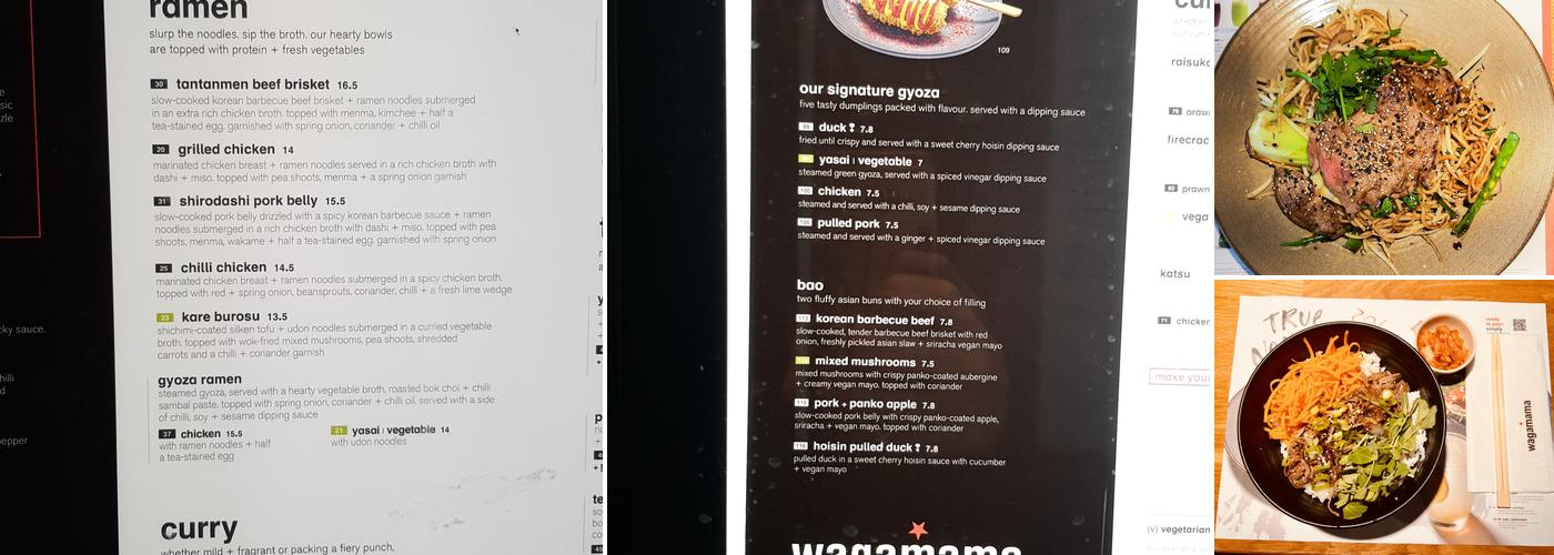 wagamama newcastle Menu