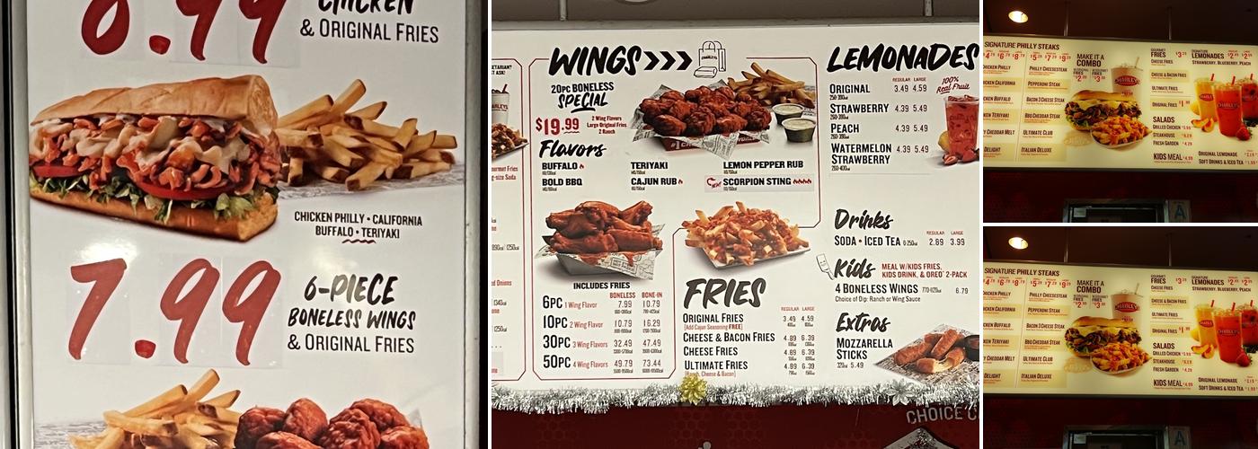 Charleys Cheesesteaks Menu