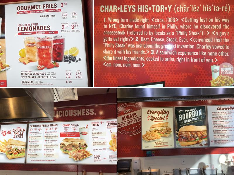 Charleys Cheesesteaks Menu