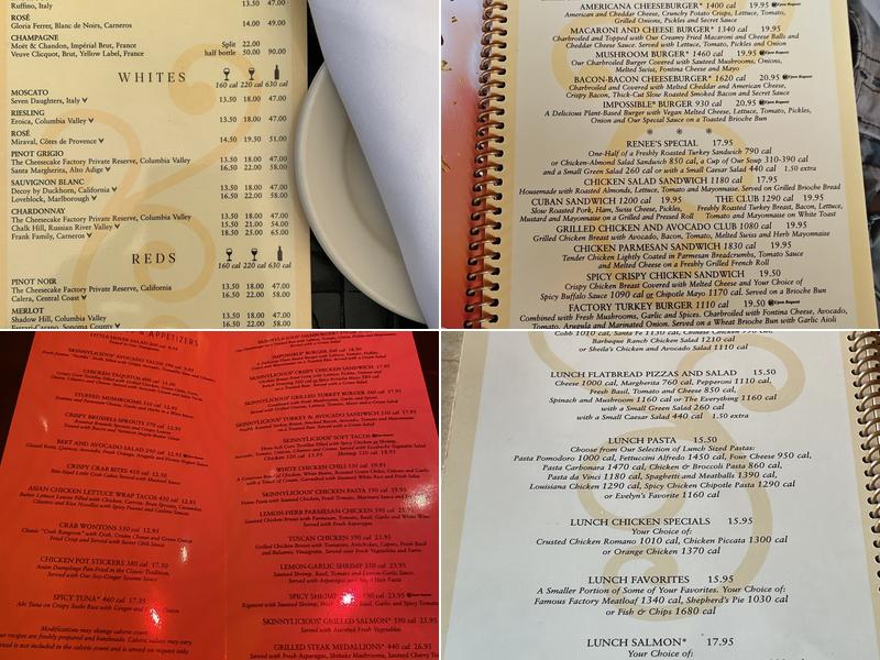 The Cheesecake Factory Menu