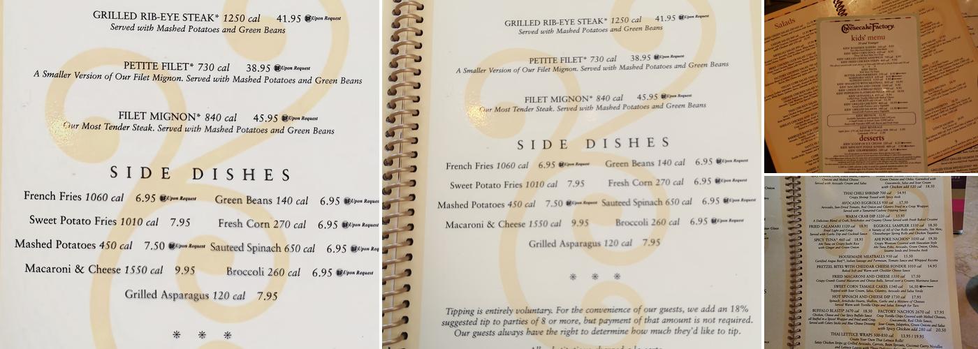 The Cheesecake Factory Menu