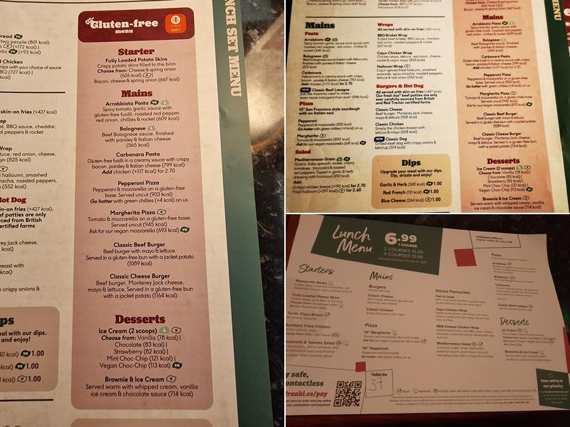 Frankie & Benny's Menu