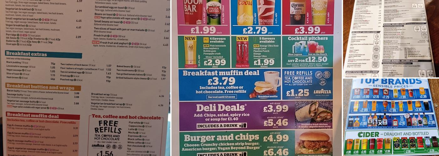 The Five Swans - JD Wetherspoon Menu