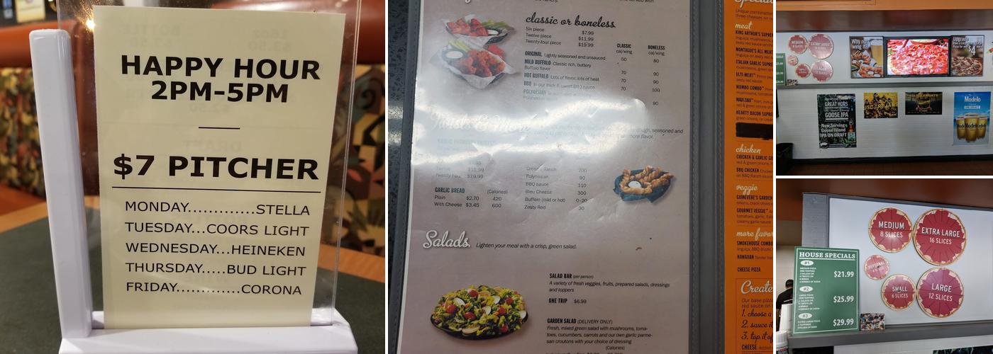 Round Table Pizza Menu