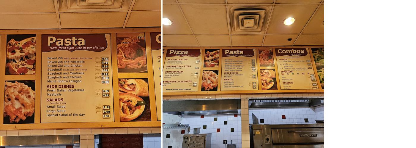 Sbarro Menu