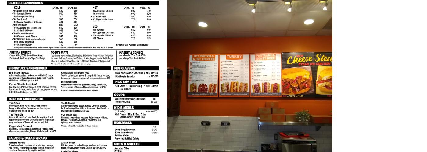 TOGO'S Sandwiches Menu