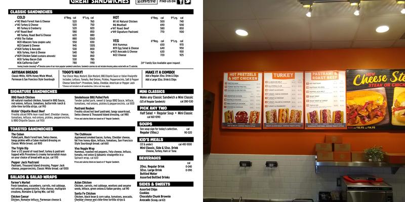 TOGO'S Sandwiches Menu