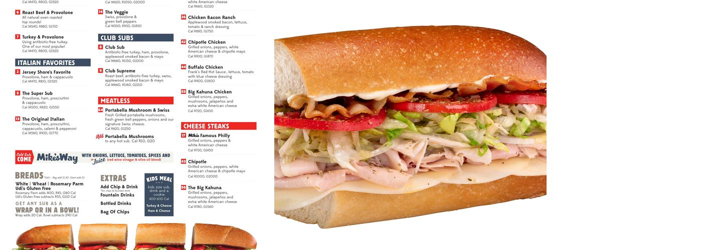 Jersey Mike's Subs Menu